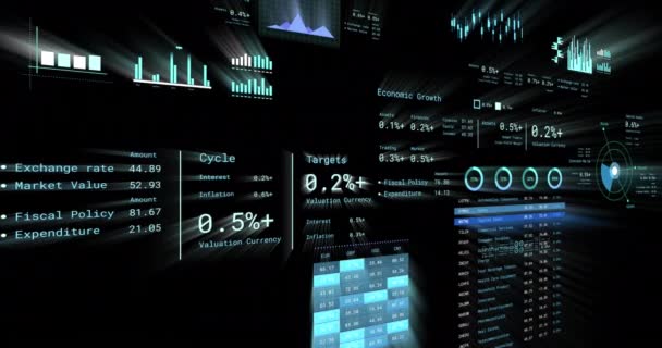 Animazione Dell Elaborazione Dei Dati Finanziari Con Numeri Sfondo Nero — Video Stock