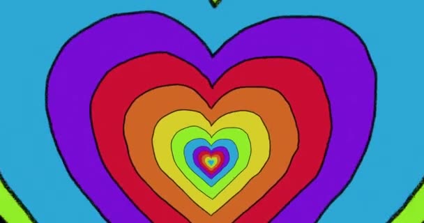Animering Flera Regnbåge Stolthet Hjärtan Rör Sig Sömlös Loop Pride — Stockvideo