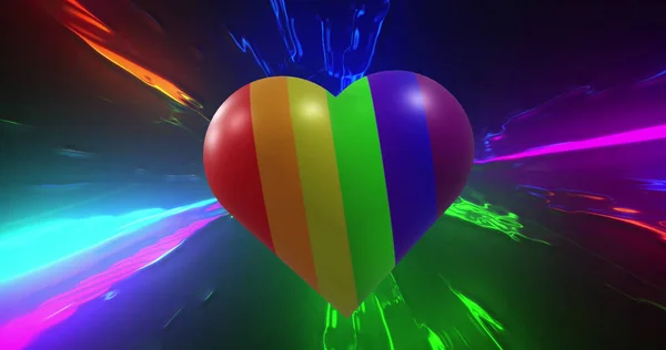 Image of rainbow heart spinning over multi coloured background. Pride, lgbt, human rights and equality concept digitally generated image.