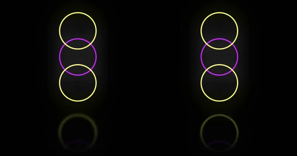 Composition Neon Circles Black Background Copy Space Abstract Background Pattern — Stock Photo, Image