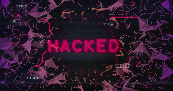 Imagen Texto Hackeado Procesamiento Datos Seguridad Global Línea Ataque Cibernético —  Fotos de Stock