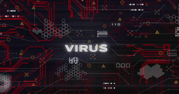 Bild Virustext Och Databehandling Global Onlinesäkerhet Virus Cyberattack Databehandling Och — Stockfoto