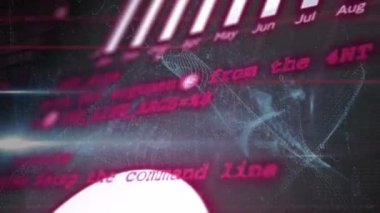 Animation of data processing over online security padlock. Global online security, business, finances, computing and data processing concept digitally generated video.