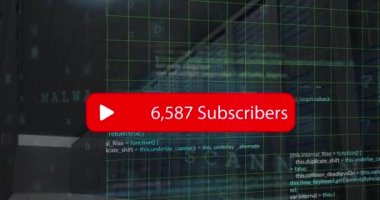 Veri işleme ve sosyal medya simgesi ve metnin animasyonu. Küresel iş, finans, bulut hesaplama ve veri işleme kavramı dijital olarak oluşturulmuş video.