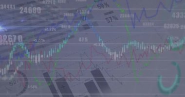 Animation of financial data processing over grid. Global business, finances, computing and data processing concept digitally generated video.