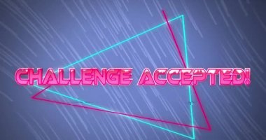 Kabul edilen metnin üçgenler üzerinden canlandırılması ve mavi arkaplan üzerinde düşen çizgiler. Dijital olarak oluşturulmuş, hologram, illüstrasyon, video oyunu, atari salonu, rekabet, soyut ve teknoloji.