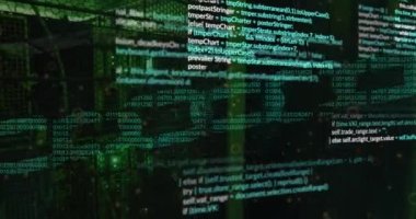 Çevrimiçi güvenlik zinciri üzerinden veri işleme animasyonu. Küresel iş, finans, bulut hesaplama ve veri işleme kavramı dijital olarak oluşturulmuş video.