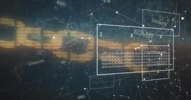 Çevrimiçi güvenlik zinciri üzerinden veri işleme animasyonu. Küresel iş, finans, bulut hesaplama ve veri işleme kavramı dijital olarak oluşturulmuş video.