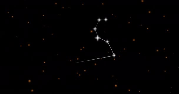狮子座星座在黑色背景上的动画 占星术 占星术和黄道带概念数字生成的视频 — 图库视频影像