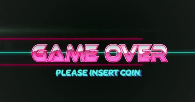 Oyunun animasyonu siyah arkaplandaki ışık izlerinin üzerindeki metin üzerinden. Soyut arkaplan, renk ve gelecek konsepti dijital olarak oluşturulmuş video.