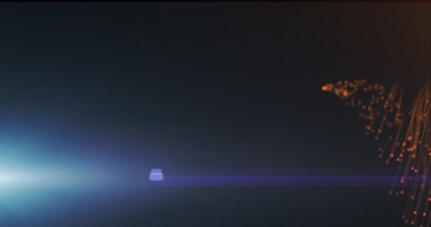 Animazione Piste Luce Arancione Caduta Punto Luce Blu Sullo Sfondo — Video Stock