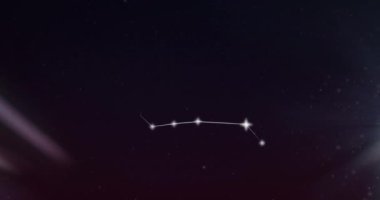 Işıldayan yıldızlı ikizler yıldızının animasyonu. Astroloji, yıldız falı ve burç imzası konsepti dijital olarak oluşturulmuş video.