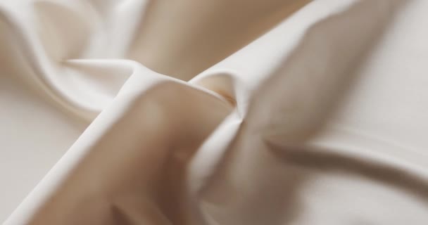 Bliżej Białe Błyszczące Jedwabne Tkaniny Zwolnionym Tempie Tekstura Tkanina Tkanina — Wideo stockowe