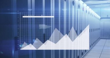 Animation of data processing over computer servers. Global business, finances, computing and data processing concept digitally generated video.