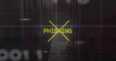 Bilgisayar sunucu odasındaki yazı pankartı ve mikro işlemci bağlantılarının canlandırılması. Siber güvenlik ve iş veri depolama teknolojisi kavramı