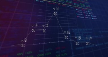 Soyut arkaplana karşı bilgisayar dilinin üzerinde birden fazla grafik ve işlem panolarının animasyonu. Dijital olarak üretilmiş, hologram, illüstrasyon, rapor, iş dünyası, borsa, kodlama ve teknoloji.