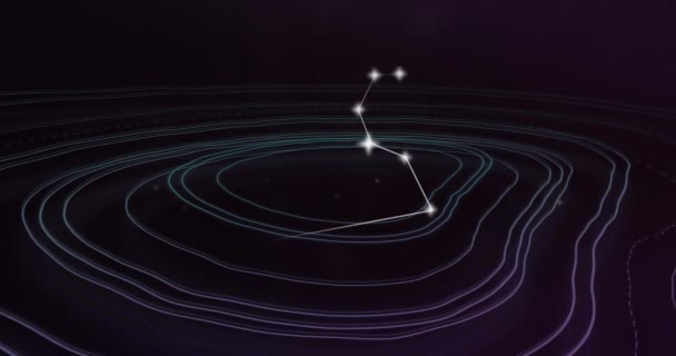 Animation Eines Leosternzeichens Mit Glühenden Sternen Über Linien Astrologie Horoskop — Stockvideo
