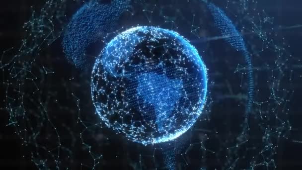 Animation Von Linien Über Miteinander Verbundenen Punkten Die Globen Und — Stockvideo