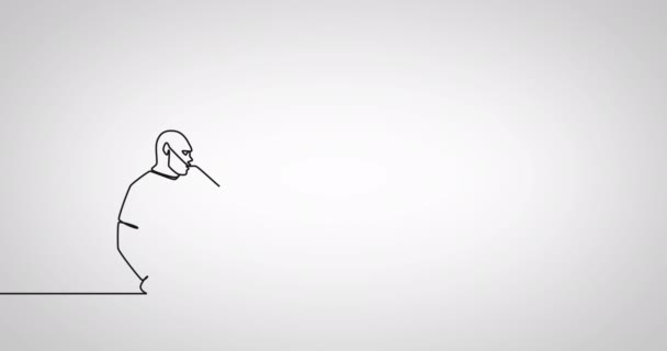 Animation Dessin Footballeur Masculin Donnant Coup Pied Ballon Sur Fond — Video