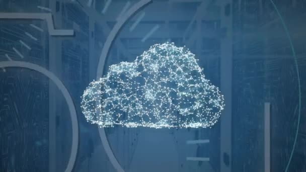 Bilgisayar Sunucu Odasına Karşı Değişen Güvenlik Asma Kilidi Bulut Simgesi — Stok video