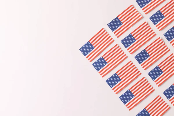 Высокий Угол Обзора Рядов Флагов Соединенных Штатов Америки Копировальным Пространством — стоковое фото