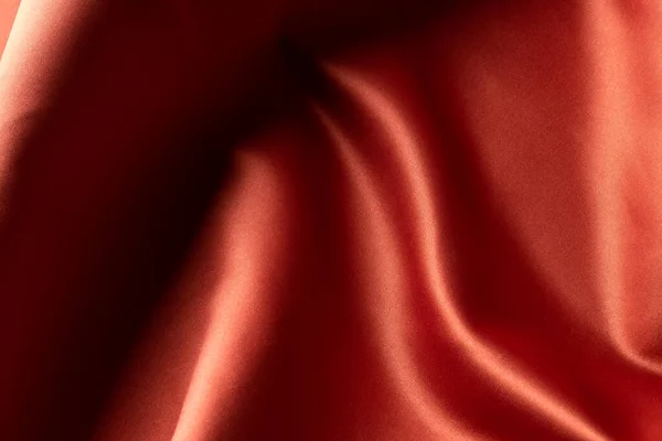 Крупним Планом Звичайна Червона Атласна Тканина Складками Простір Копіювання Колір — стокове фото