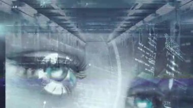 Animation of data processing over computer servers. Global business, finances, computing and data processing concept digitally generated video.