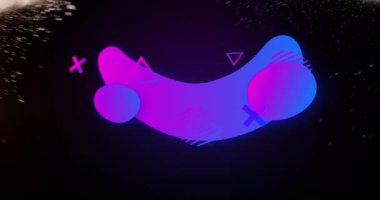 Siyah arkaplanda renkli tozun üzerinde şekiller olan flash satış metninin animasyonu. Soyut arkaplan, renk ve hareket kavramı dijital olarak oluşturulmuş video.