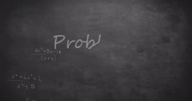 Çözümler metni ve matematiksel denklemlerle iptal edilen problemlerin animasyonu. Okul ve eğitim kavramı