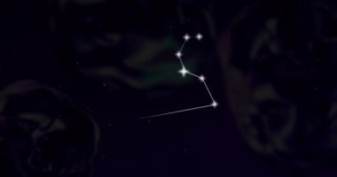 Parlayan yıldızlı Leo Star işareti animasyonu. Astroloji, yıldız falı ve burç imzası konsepti dijital olarak oluşturulmuş video.