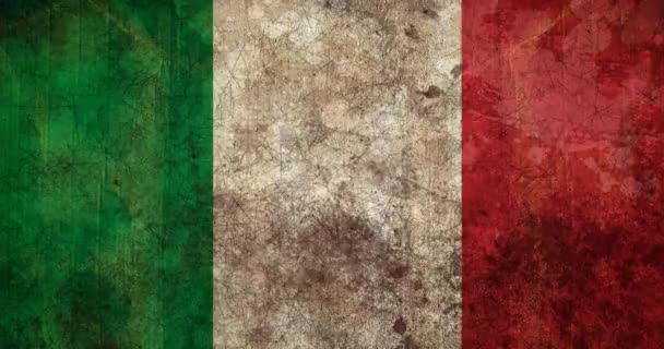 Animacja Efektu Teksturowanego Grunge Płynnym Wzorze Nad Tłem Flagi Włoch — Wideo stockowe