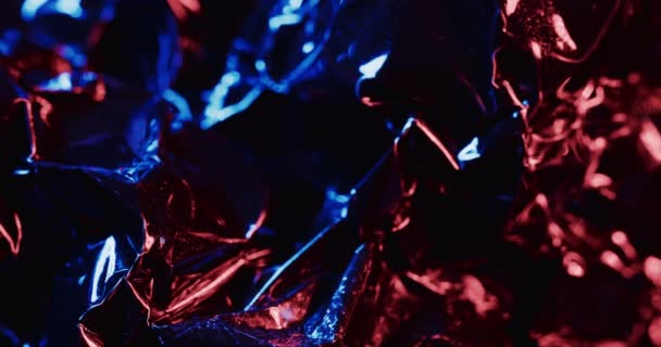 Крупним Планом Блакитні Червоні Зім Яті Шматки Пластикового Матеріалу Повільному — стокове відео
