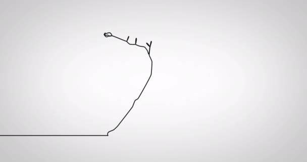 Animation Der Zeichnung Einer Handballerin Mit Ball Auf Weißem Hintergrund — Stockvideo