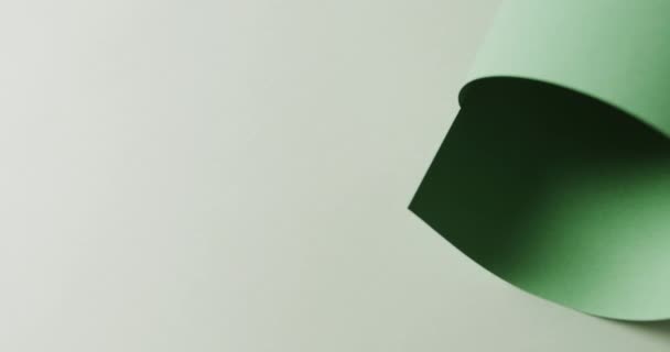 Primo Piano Foglio Carta Verde Arrotolato Sfondo Bianco Con Spazio — Video Stock