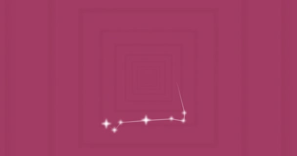 Animación Piscis Signo Estrella Con Estrellas Brillantes Sobre Fondo Rosa — Vídeo de stock