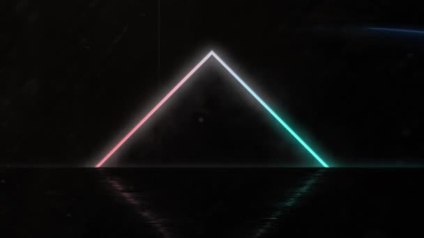 Animation Smoke Neon Triangles Black Background Abstract Background Color Movement — Stock Video