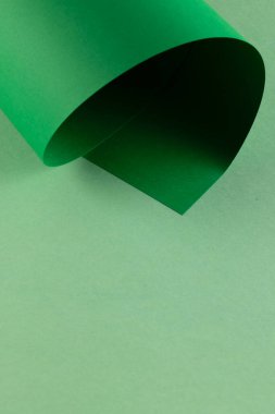 Yeşil arka planda fotokopi alanı olan yeşil kağıdı kapat. Renk, doku ve malzeme.