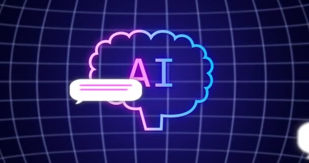 Animación Burbujas Del Habla Cerebro Con Texto Sobre Fondo Azul — Vídeos de Stock