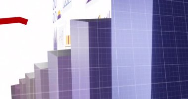 Finansal veri işleme ve kırmızı çizgiler üzerindeki istatistiklerin animasyonu. Küresel iş, finans, hesaplama ve veri işleme kavramı dijital olarak oluşturulmuş video.