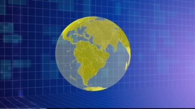 İkili kodlama üzerinden küresel ve veri işleme animasyonu. Küresel bağlantılar, dijital arayüz, veri işleme ve hesaplama kavramı dijital olarak oluşturulmuş video.