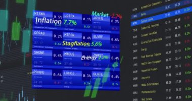 Animation of statistics and financial data processing. Global business, finances, computing and data processing concept digitally generated video.