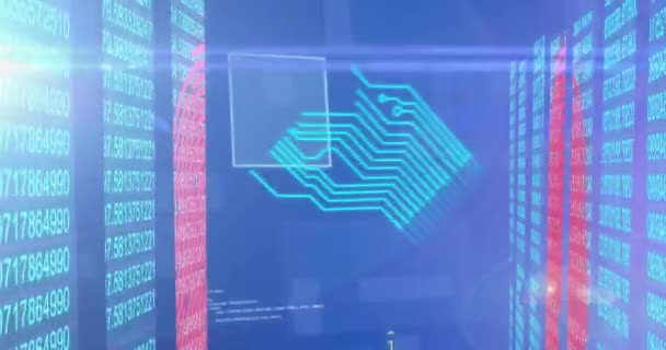 Animatie Van Gegevensverwerking Printplaat Computerservers Mondiale Verbindingen Digitale Interface Gegevensverwerking — Stockvideo