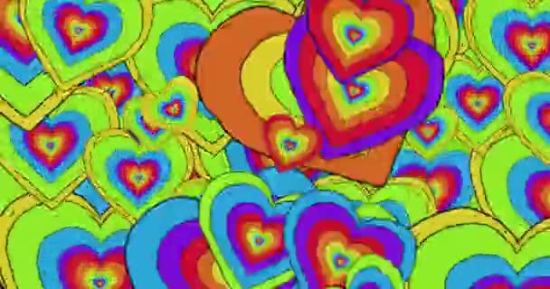 Κινούμενα Σχέδια Καρδιών Ουράνιου Τόξου Μήνας Υπερηφάνειας Igbtq Έννοια Των — Αρχείο Βίντεο