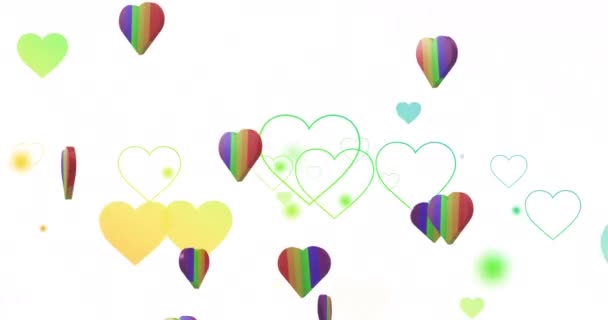 在白色背景上的彩虹心形动画 Pride Month Lgbtq Human Rights Equality Concept Digital Generated — 图库视频影像