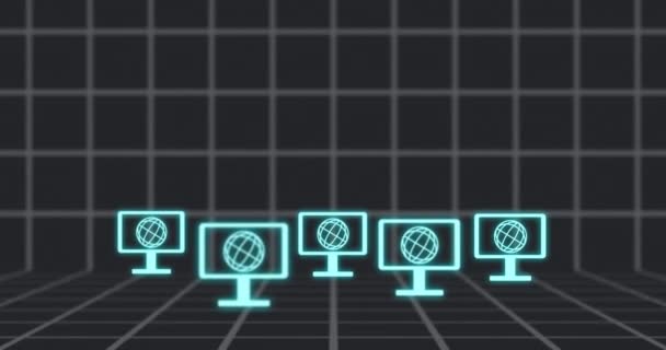 Animáció Felhő Ikon Digitális Képernyők Bináris Kódolás Globális Üzleti Digitális — Stock videók