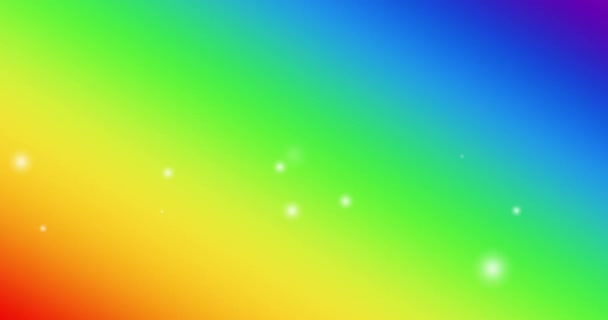 虹を背景に移動する白い斑点のアニメーション プライド月 Lgbtq 人権と平等の概念デジタル生成されたビデオ — ストック動画