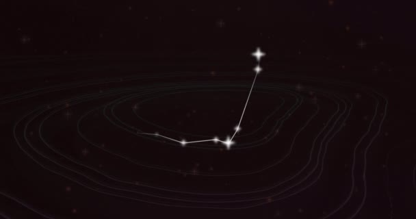 Animatie Van Het Sterrenbeeld Steenbok Met Gloeiende Sterren Astrologie Horoscoop — Stockvideo