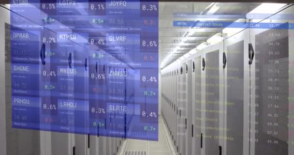 Animacja Statystyk Giełdy Przetwarzania Danych Finansowych Serwerach Komputerowych Koncepcja Globalnego — Wideo stockowe