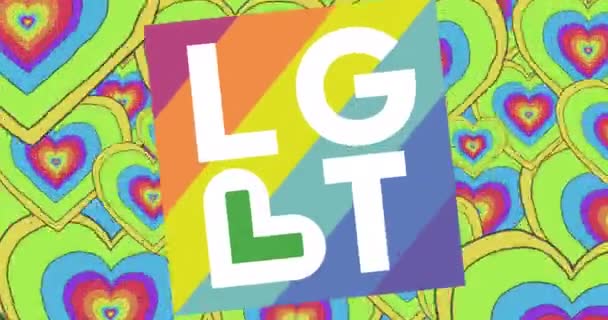 动画的Lgbt文字和彩虹的心脏 Pride Month Lgbtq Human Rights Equality Concept Digital Generated — 图库视频影像