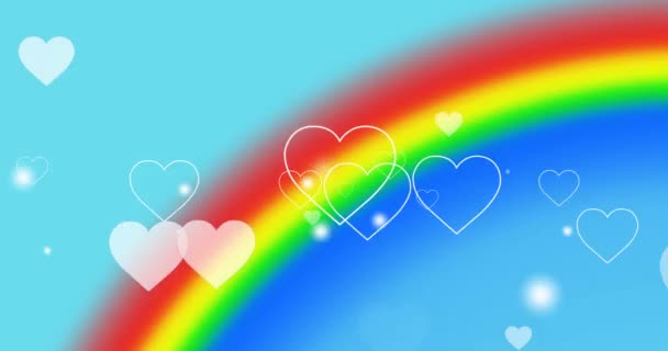 Animation Hearts Rainbow Background Pride Month Lgbtq Human Rights Equality — Stock Video